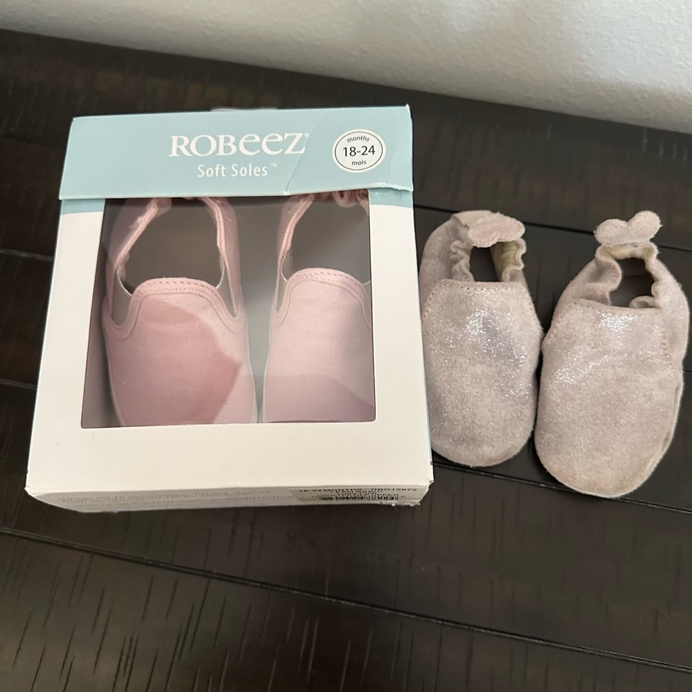 Robeez Soft Soles Pink and Silver Baby Shoes